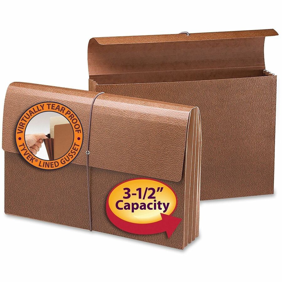 Classic Expanding Wallets with Tear-Resistant Gussets, 3.5" Expansion, 1 Section, Elastic Cord Closure, Legal Size, Redrope