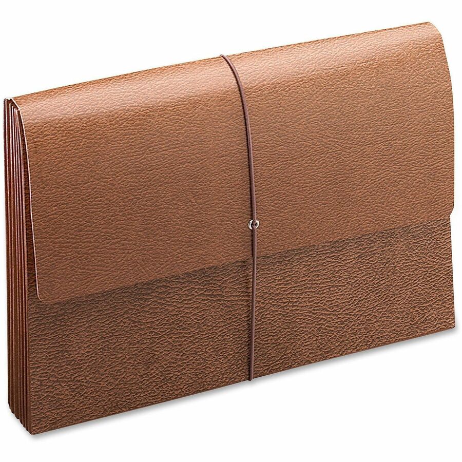 Classic Expanding Wallets with Tear-Resistant Gussets, 3.5" Expansion, 1 Section, Elastic Cord Closure, Legal Size, Redrope