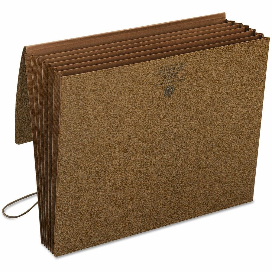 Classic Expanding Partition Wallet with Tyvek-Lined Gusset and Elastic Cord, 5.25" Expansion, 6 Section, Letter Size, Redrope