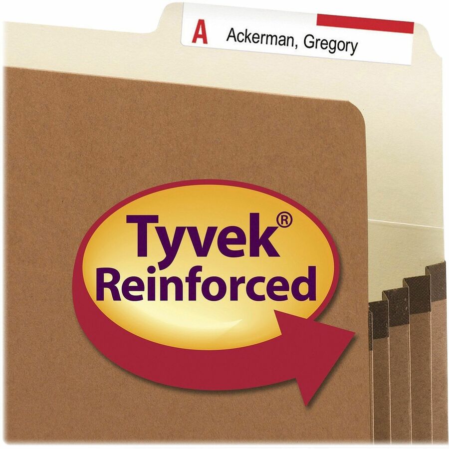 Redrope Drop Front File Pockets with 2/5-Cut Guide Height Tabs, 3.5" Expansion, Letter Size, Redrope, 25/Box