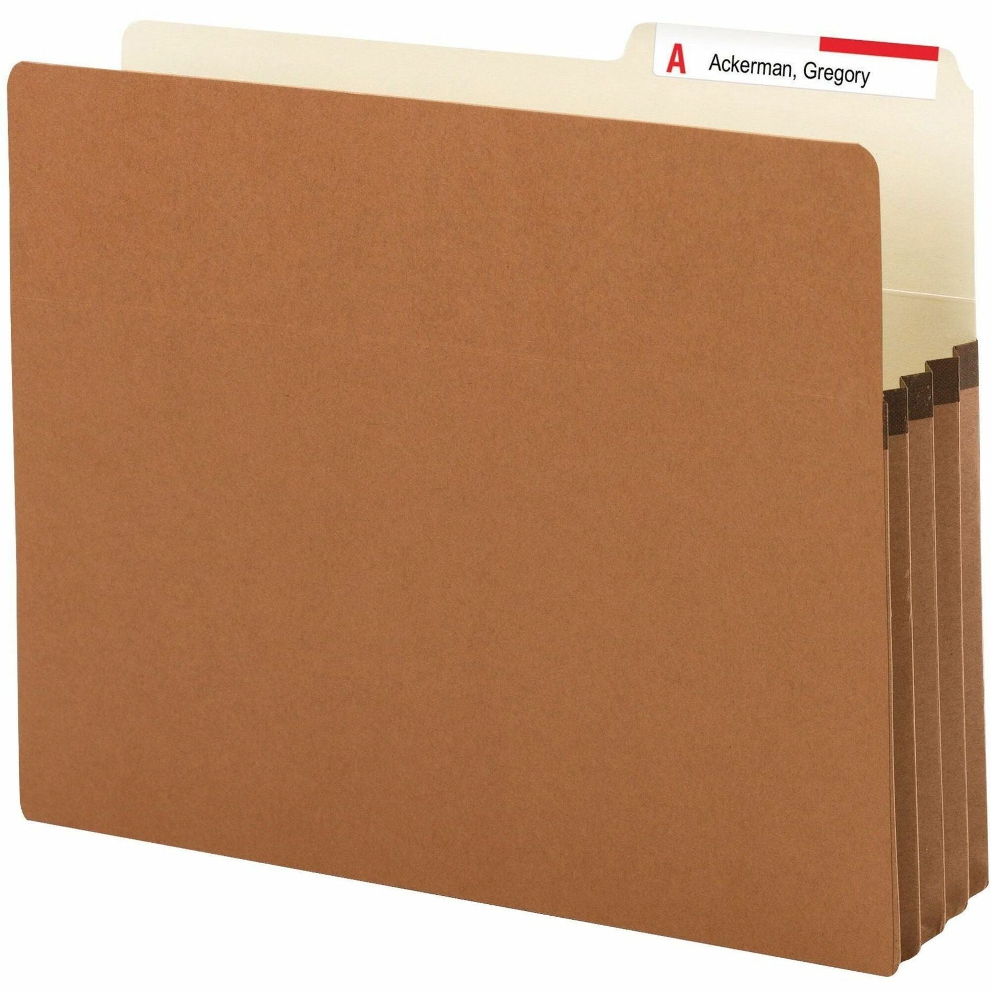 Redrope Drop Front File Pockets with 2/5-Cut Guide Height Tabs, 3.5" Expansion, Letter Size, Redrope, 25/Box