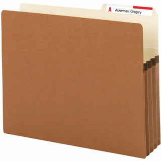 Redrope Drop Front File Pockets with 2/5-Cut Guide Height Tabs, 3.5" Expansion, Letter Size, Redrope, 25/Box