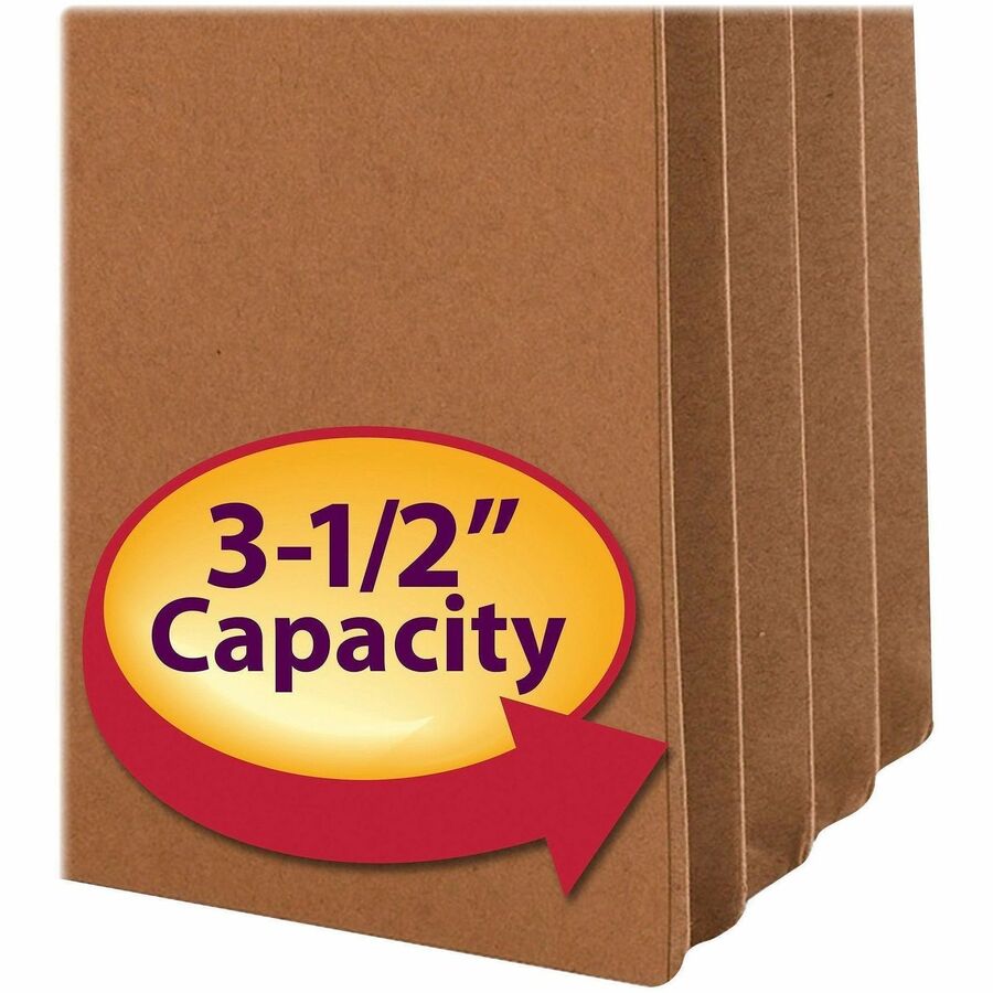 Redrope Drop Front File Pockets with 2/5-Cut Guide Height Tabs, 3.5" Expansion, Letter Size, Redrope, 25/Box