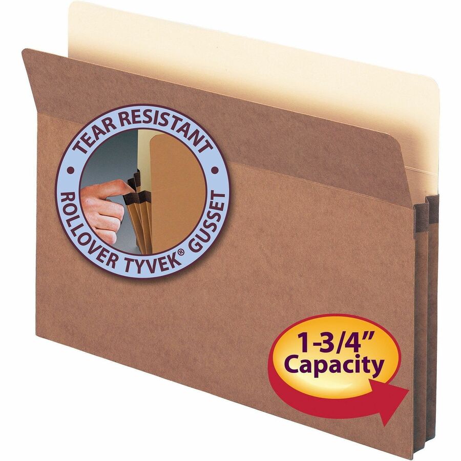 Redrope Drop Front File Pockets, 1.75" Expansion, Letter Size, Redrope, 25/Box
