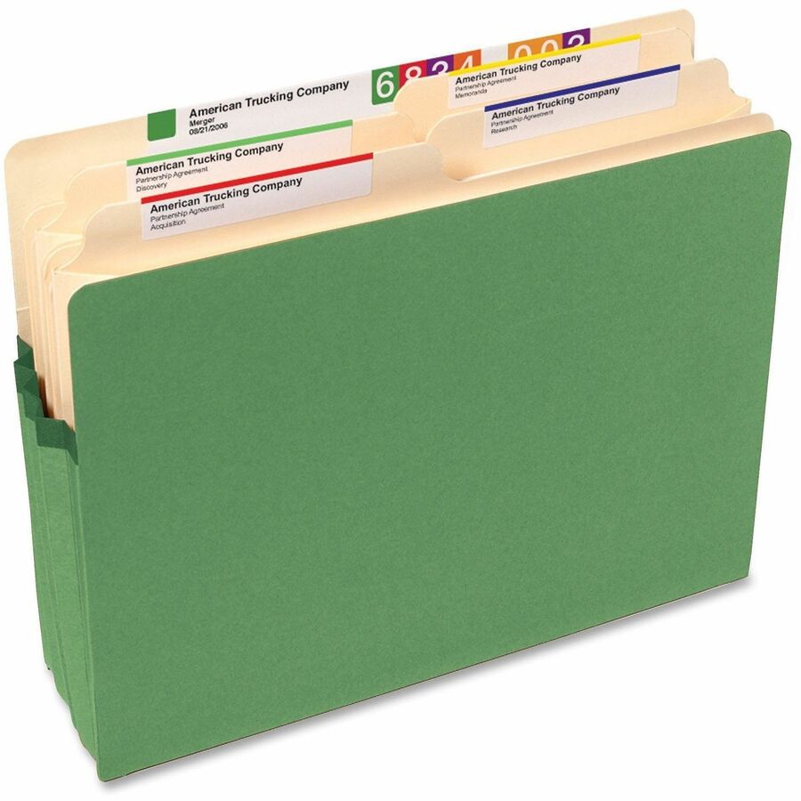 Colored File Pockets, 1.75" Expansion, Letter Size, Green