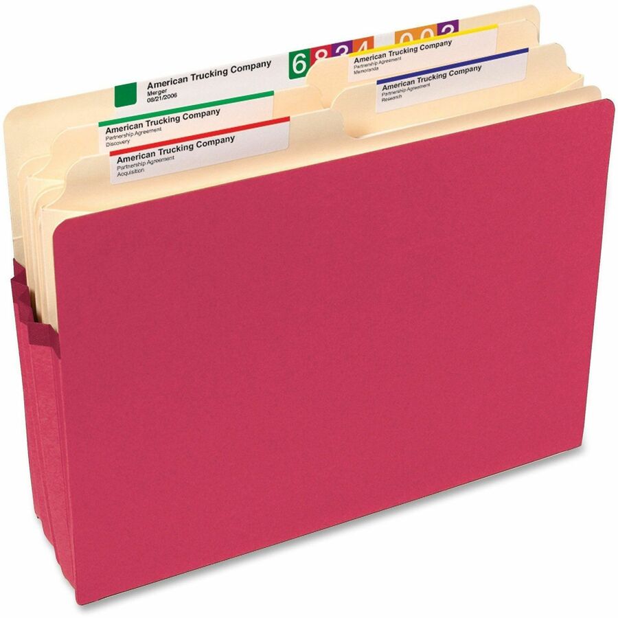 Colored File Pockets, 1.75" Expansion, Letter Size, Red
