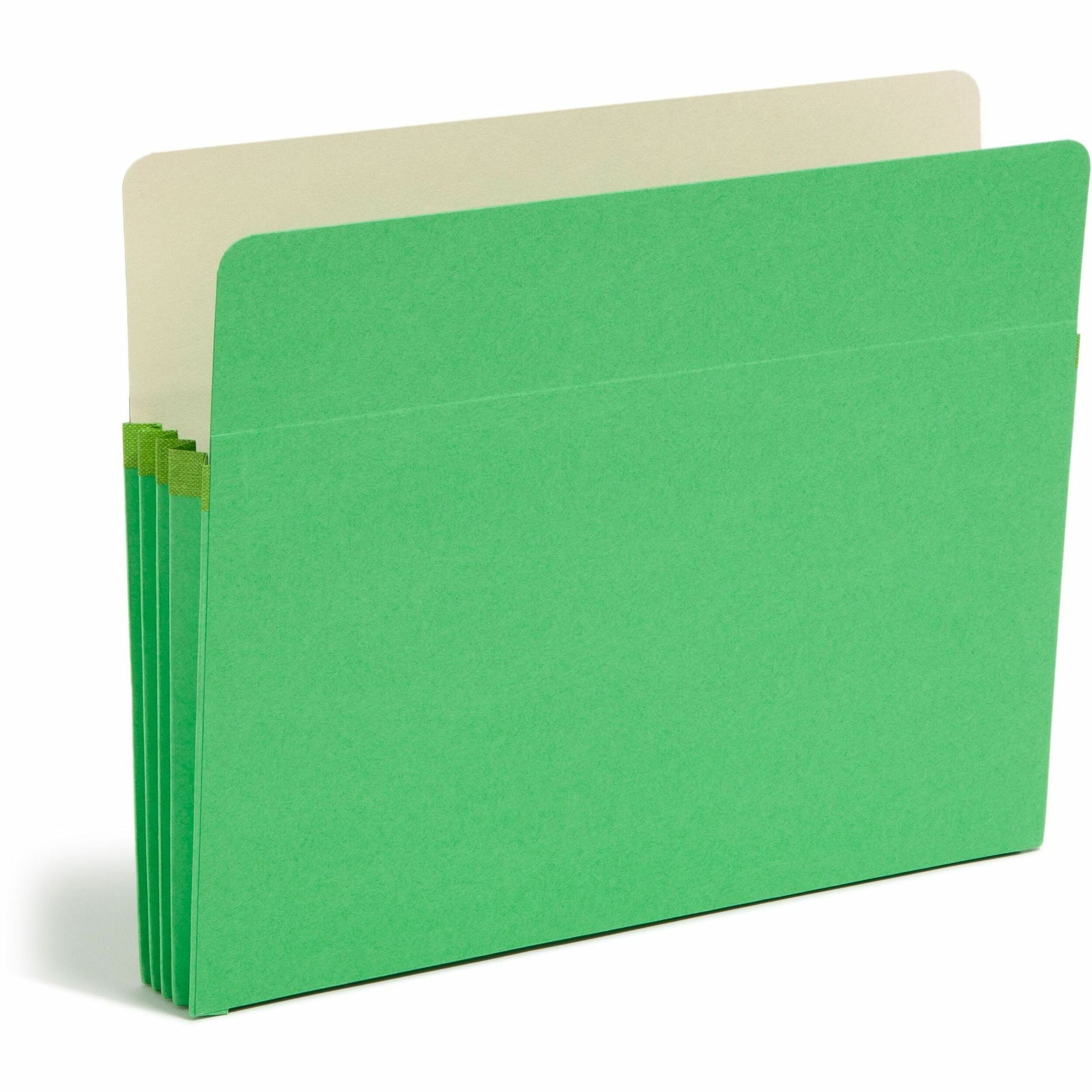 Colored File Pockets, 3.5" Expansion, Letter Size, Green