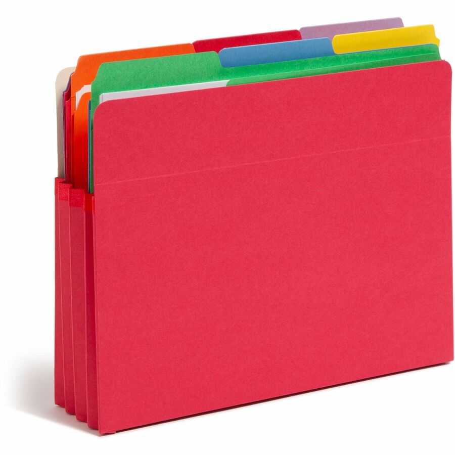 Colored File Pockets, 3.5" Expansion, Letter Size, Red