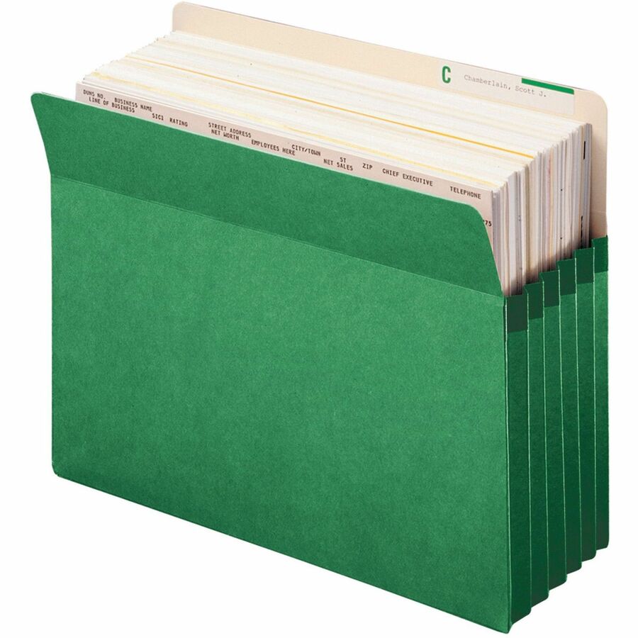 Colored File Pockets, 5.25" Expansion, Letter Size, Green