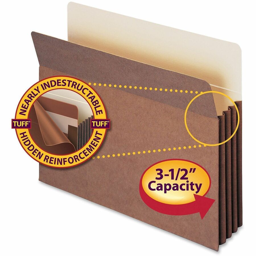 Redrope TUFF Pocket Drop-Front File Pockets with Fully Lined Gussets, 3.5" Expansion, Letter Size, Redrope, 10/Box