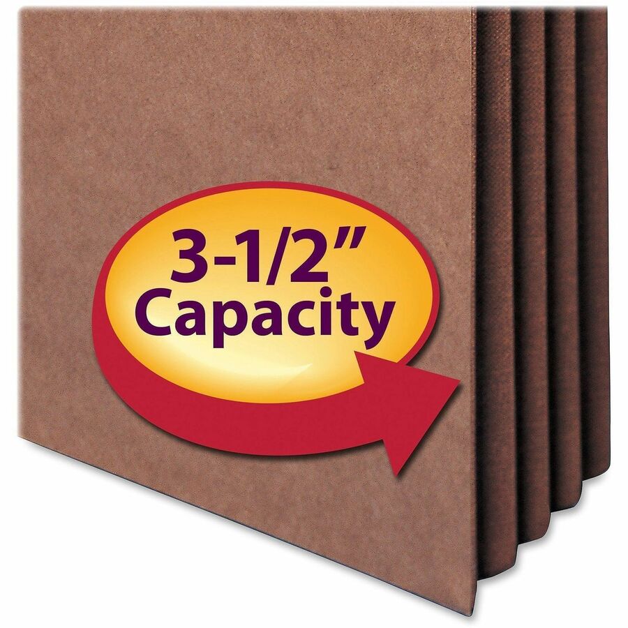 Redrope TUFF Pocket Drop-Front File Pockets with Fully Lined Gussets, 3.5" Expansion, Letter Size, Redrope, 10/Box