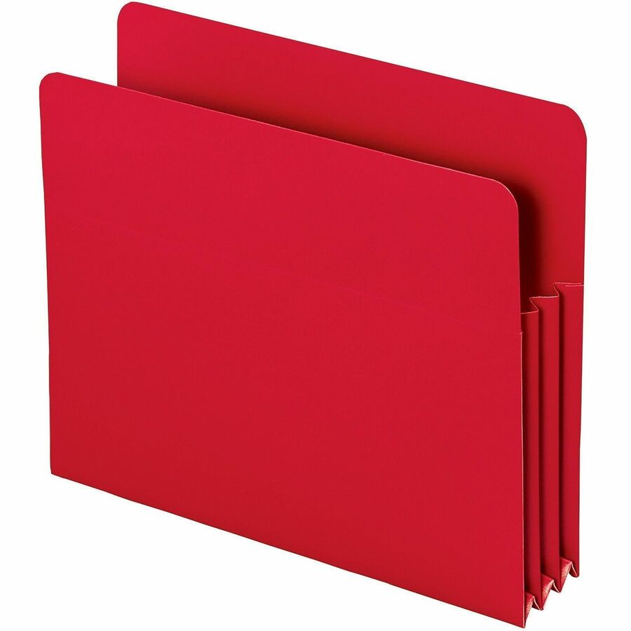 Smead Straight Tab Cut Letter File Pocket - 8 1/2" x 11" - 3 1/2" Expansion - Polypropylene - Red - 4 / Pack