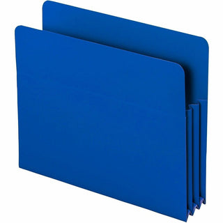 Smead Straight Tab Cut Letter File Pocket - 8 1/2" x 11" - 3 1/2" Expansion - Polypropylene - Blue - 4 / Pack