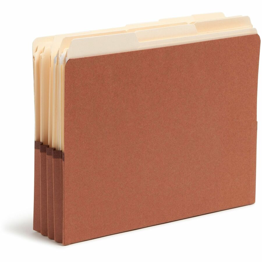 Redrope Drop-Front End Tab File Pockets, 3.5" Expansion, Letter Size, Redrope, 10/Box