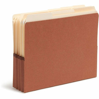Redrope Drop-Front End Tab File Pockets, 3.5" Expansion, Letter Size, Redrope, 10/Box