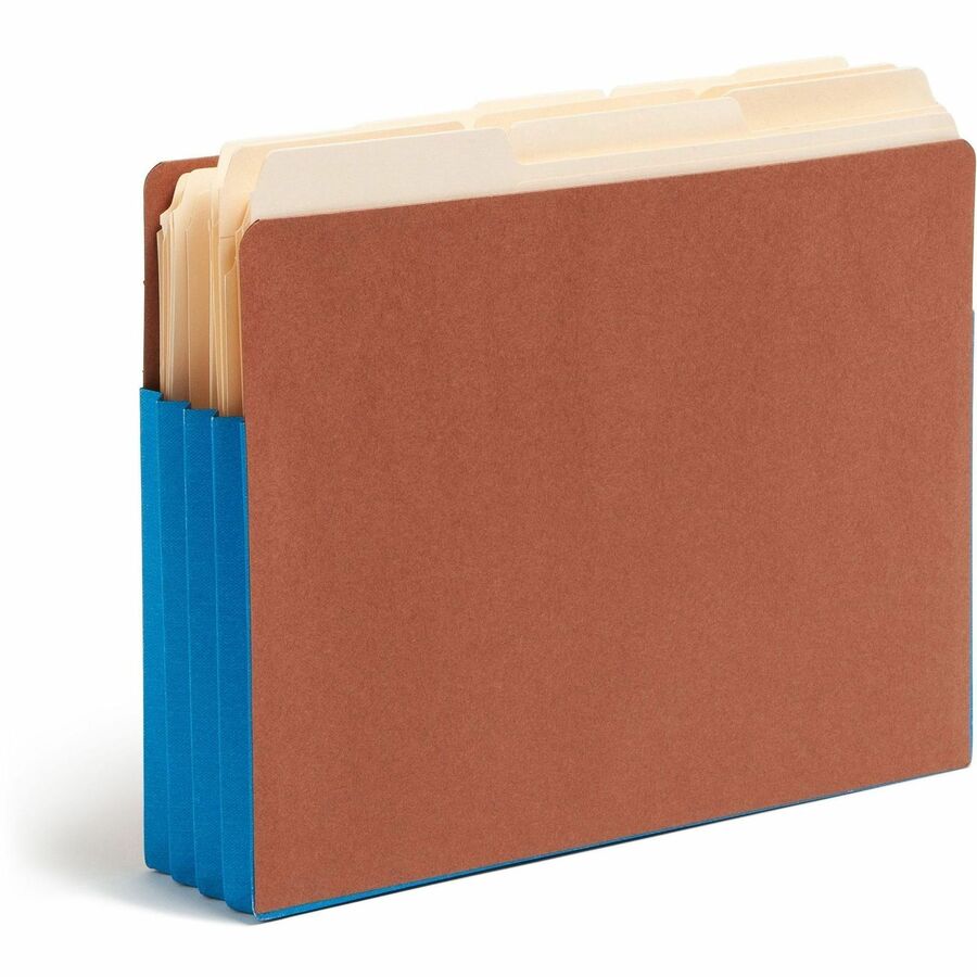 Redrope Drop-Front End Tab File Pockets, Fully Lined 6.5" High Gussets, 3.5" Expansion, Letter Size, Redrope/Blue, 10/Box