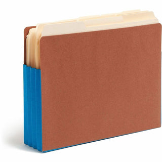 Redrope Drop-Front End Tab File Pockets, Fully Lined 6.5" High Gussets, 3.5" Expansion, Letter Size, Redrope/Blue, 10/Box
