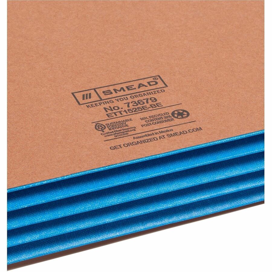 Redrope Drop-Front End Tab File Pockets, Fully Lined 6.5" High Gussets, 3.5" Expansion, Letter Size, Redrope/Blue, 10/Box