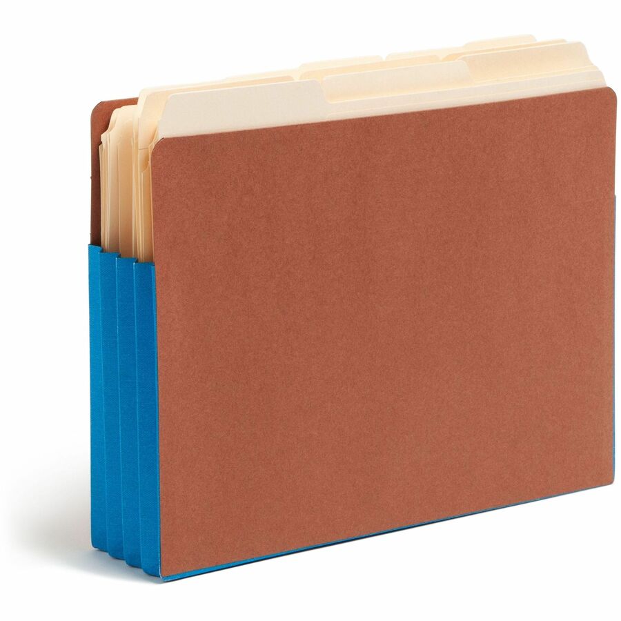 Redrope Drop-Front End Tab File Pockets, Fully Lined 6.5" High Gussets, 3.5" Expansion, Letter Size, Redrope/Blue, 10/Box