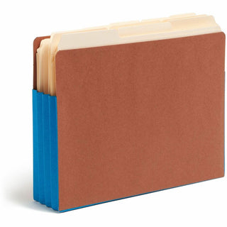 Redrope Drop-Front End Tab File Pockets, Fully Lined 6.5" High Gussets, 3.5" Expansion, Letter Size, Redrope/Blue, 10/Box