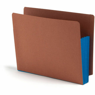 Redrope Drop-Front End Tab File Pockets, Fully Lined 6.5" High Gussets, 3.5" Expansion, Letter Size, Redrope/Blue, 10/Box
