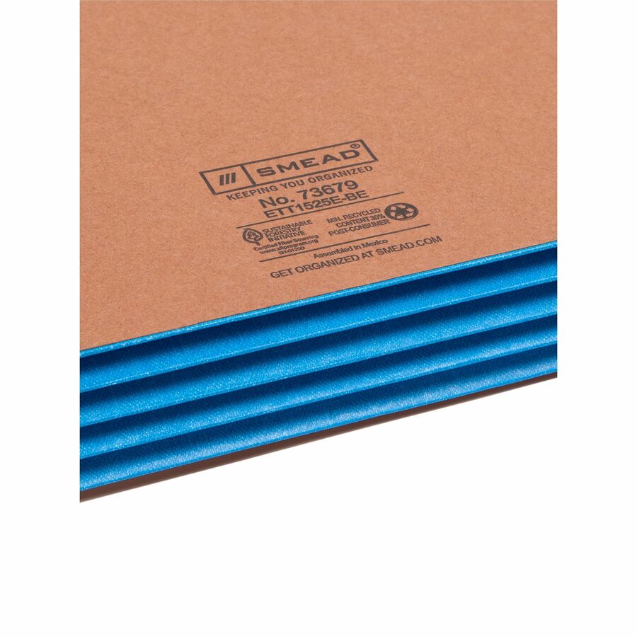Redrope Drop-Front End Tab File Pockets, Fully Lined 6.5" High Gussets, 3.5" Expansion, Letter Size, Redrope/Blue, 10/Box
