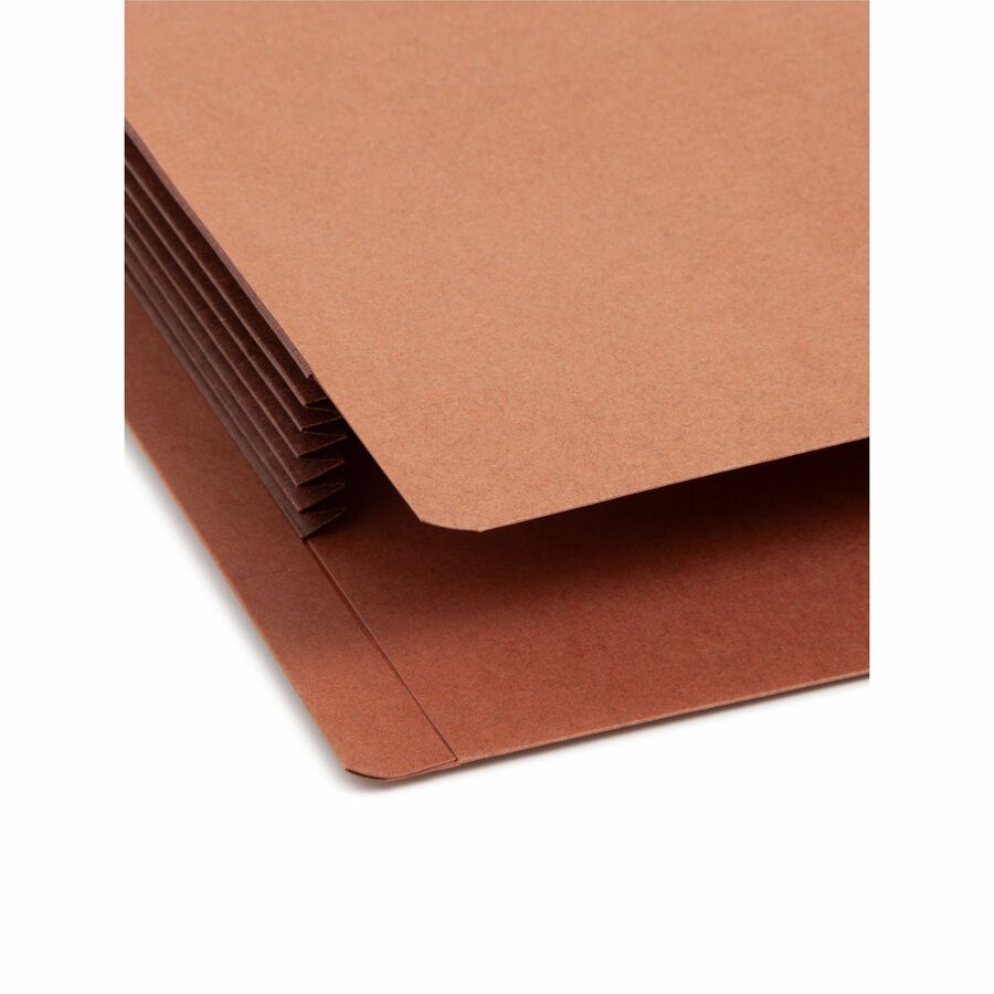 Redrope Drop-Front End Tab File Pockets, Fully Lined Colored Gussets, 5.25" Expansion, Letter Size, Redrope/Brown, 10/Box