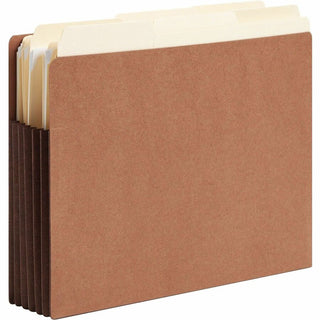 Redrope Drop-Front End Tab File Pockets, Fully Lined Colored Gussets, 5.25" Expansion, Letter Size, Redrope/Brown, 10/Box
