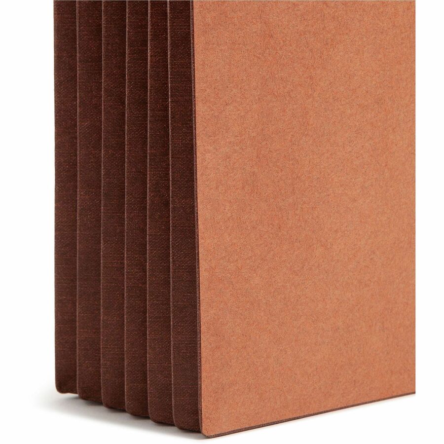 Redrope Drop-Front End Tab File Pockets, Fully Lined Colored Gussets, 5.25" Expansion, Letter Size, Redrope/Brown, 10/Box