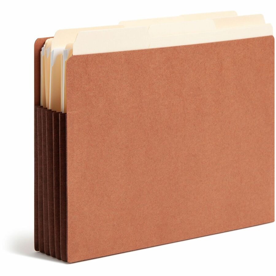 Redrope Drop-Front End Tab File Pockets, Fully Lined Colored Gussets, 5.25" Expansion, Letter Size, Redrope/Brown, 10/Box
