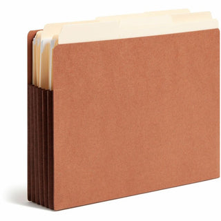 Redrope Drop-Front End Tab File Pockets, Fully Lined Colored Gussets, 5.25" Expansion, Letter Size, Redrope/Brown, 10/Box