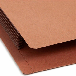 Redrope Drop-Front End Tab File Pockets, Fully Lined Colored Gussets, 5.25" Expansion, Letter Size, Redrope/Brown, 10/Box