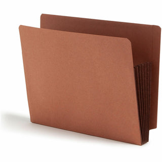 Redrope Drop-Front End Tab File Pockets, Fully Lined Colored Gussets, 5.25" Expansion, Letter Size, Redrope/Brown, 10/Box