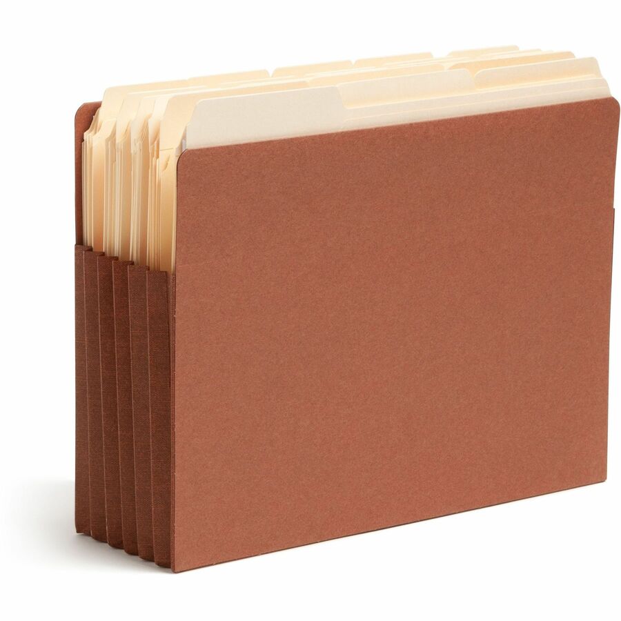 Heavy-Duty Redrope End Tab TUFF Pockets, 5.25" Expansion, Letter Size, Redrope, 10/Box