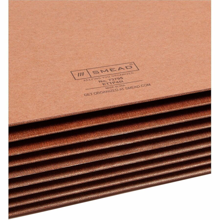 Heavy-Duty Redrope End Tab TUFF Pockets, 7" Expansion, Letter Size, Redrope, 5/Box
