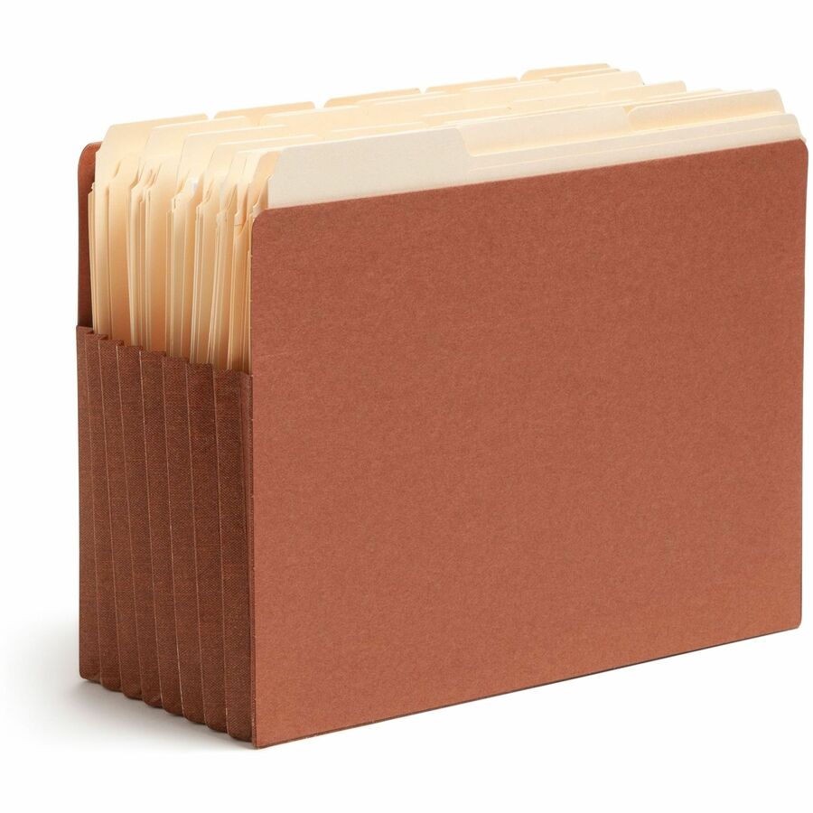 Heavy-Duty Redrope End Tab TUFF Pockets, 7" Expansion, Letter Size, Redrope, 5/Box