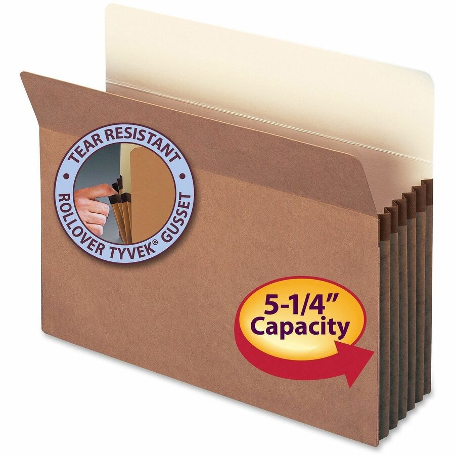 Redrope Drop Front File Pockets, 5.25" Expansion, Letter Size, Redrope, 50/Box
