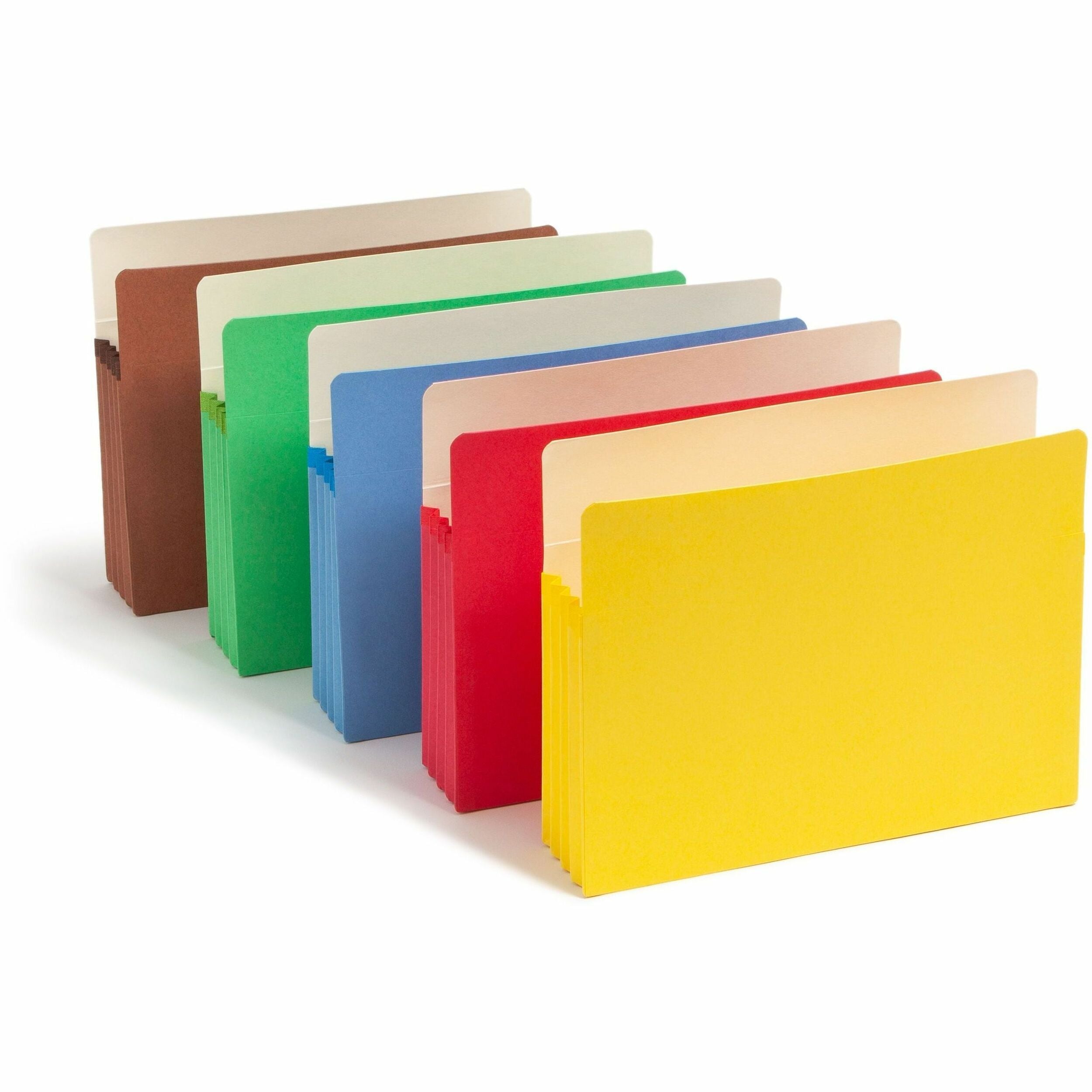 Colored File Pockets, 3.5" Expansion, Letter Size, Assorted Colors, 5/Pack