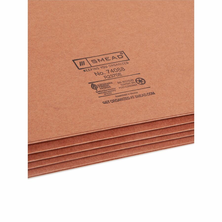 Redrope Drop Front File Pockets with 2/5-Cut Guide Height Tabs, 3.5" Expansion, Legal Size, Redrope, 25/Box