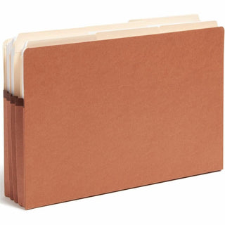 Redrope Drop Front File Pockets with 2/5-Cut Guide Height Tabs, 3.5" Expansion, Legal Size, Redrope, 25/Box