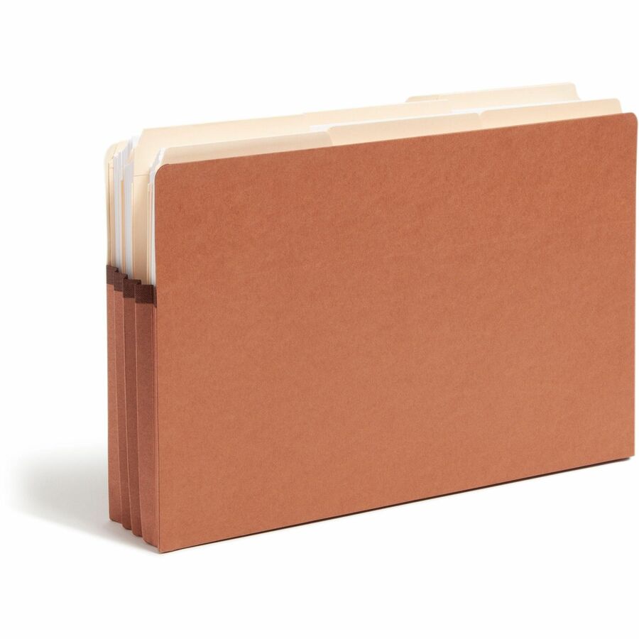 Redrope Drop Front File Pockets with 2/5-Cut Guide Height Tabs, 3.5" Expansion, Legal Size, Redrope, 25/Box