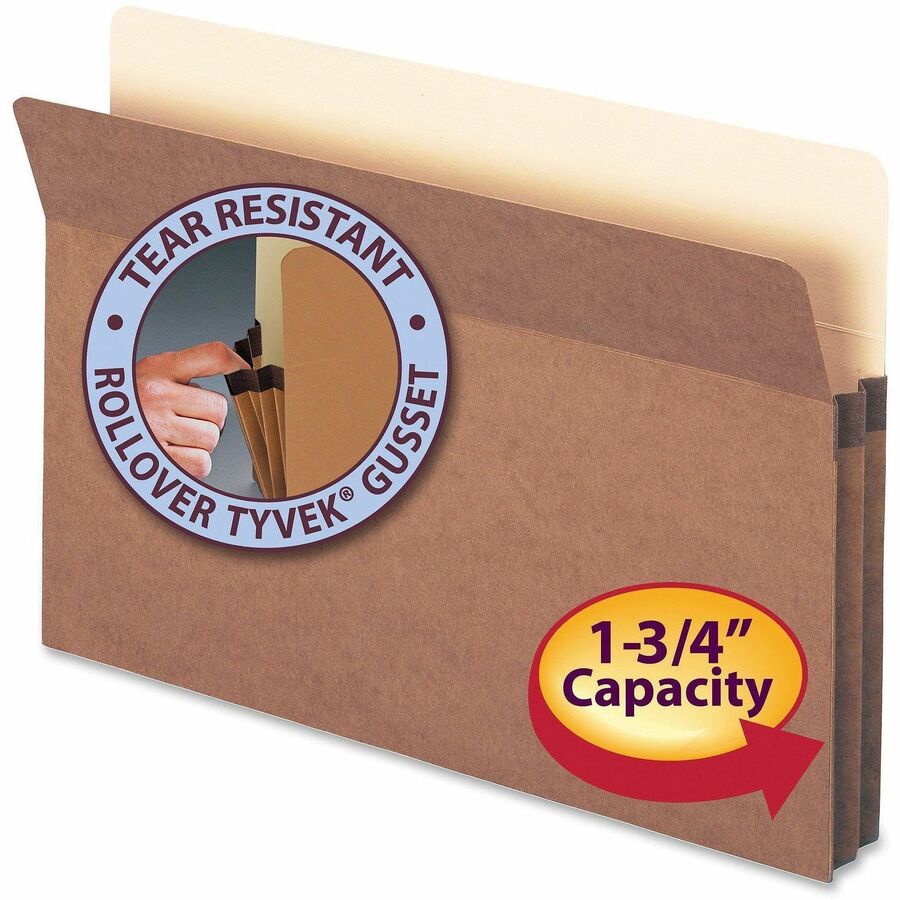 Redrope Drop Front File Pockets, 1.75" Expansion, Legal Size, Redrope, 25/Box