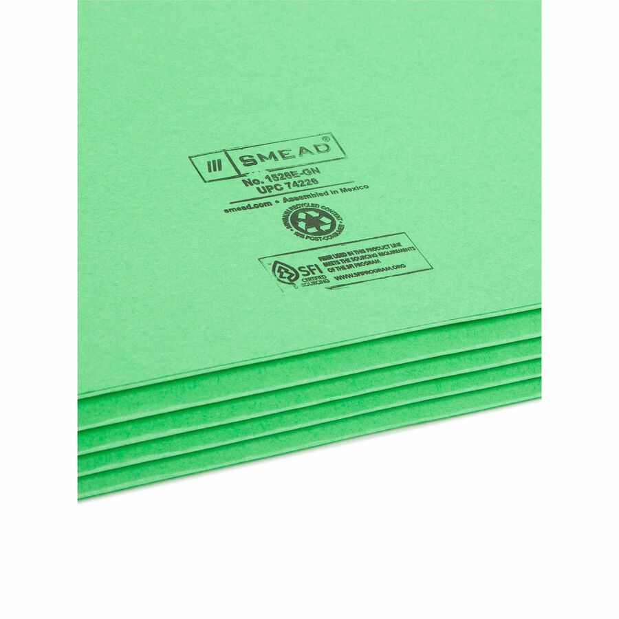 Colored File Pockets, 3.5" Expansion, Legal Size, Green