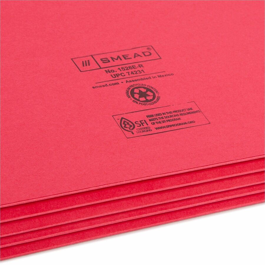 Colored File Pockets, 3.5" Expansion, Legal Size, Red
