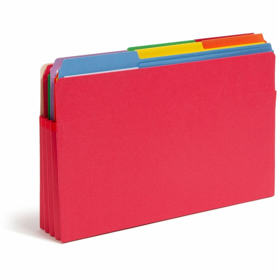Colored File Pockets, 3.5" Expansion, Legal Size, Red