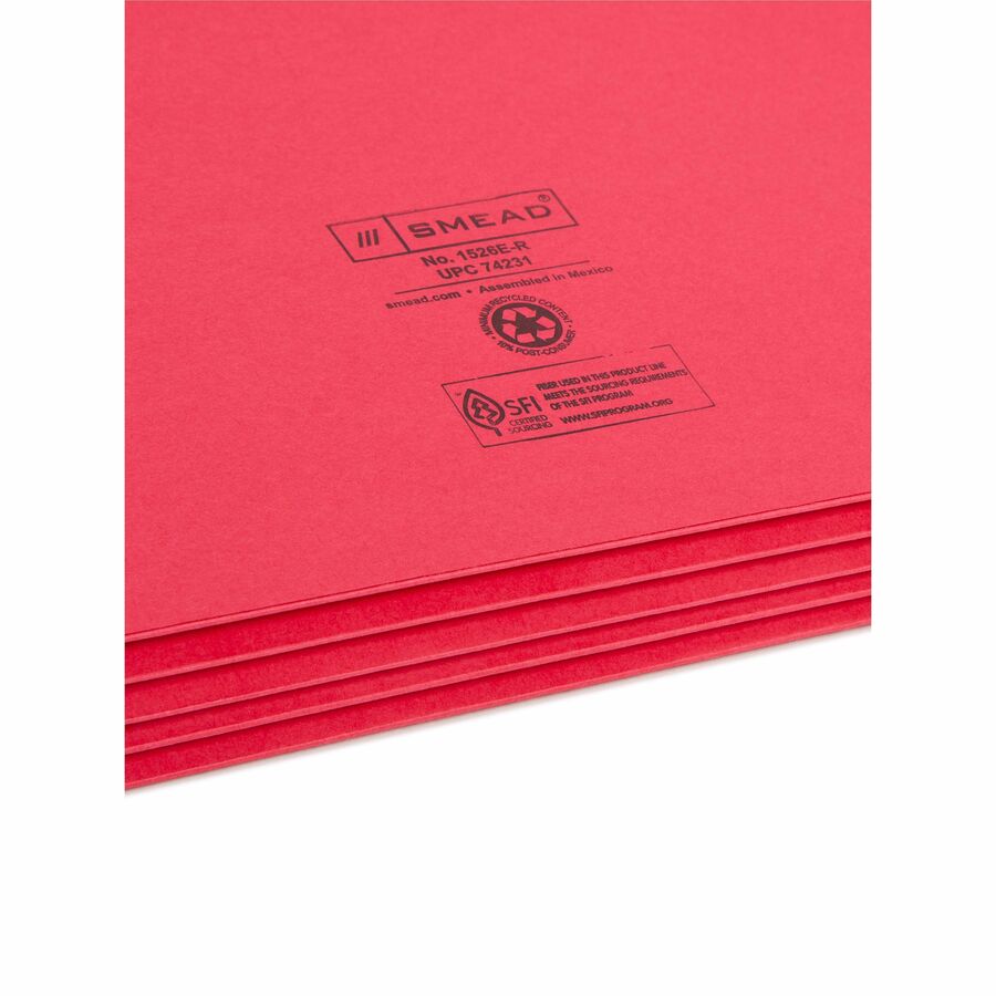 Colored File Pockets, 3.5" Expansion, Legal Size, Red