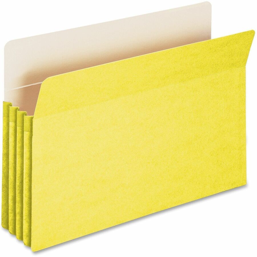 Colored File Pockets, 3.5" Expansion, Legal Size, Yellow