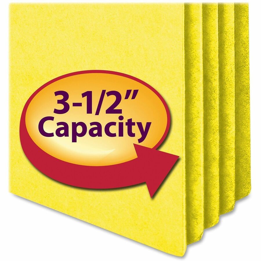 Colored File Pockets, 3.5" Expansion, Legal Size, Yellow