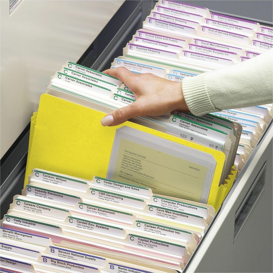 Colored File Pockets, 3.5" Expansion, Legal Size, Yellow
