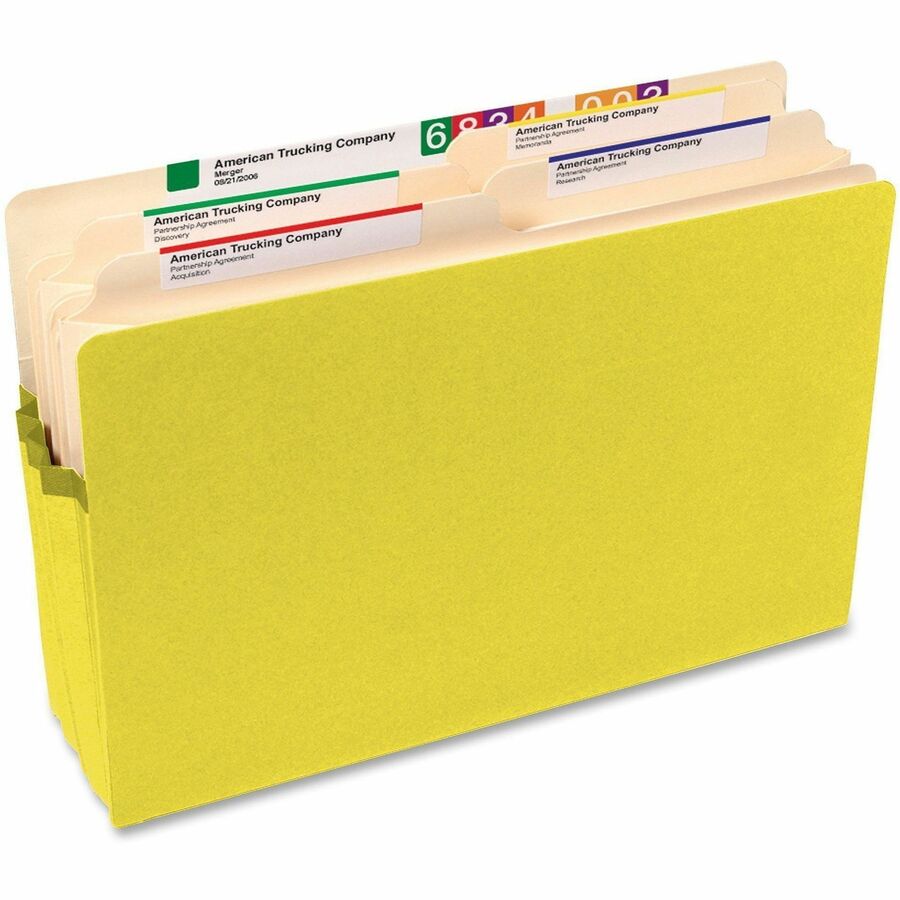 Colored File Pockets, 3.5" Expansion, Legal Size, Yellow